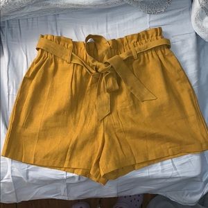 Mustard Color Paperbag Shorts